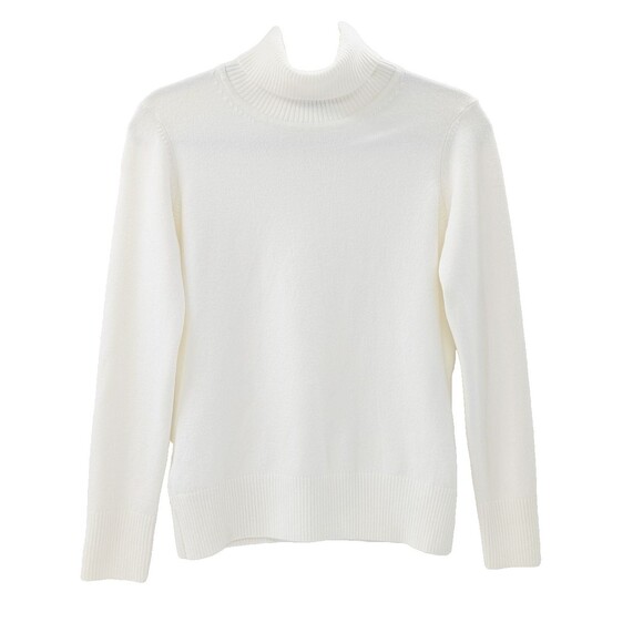 French Connection White Ivory Solid Long Sleeve Turtleneck Sweater Size Small - Picture 1 of 6